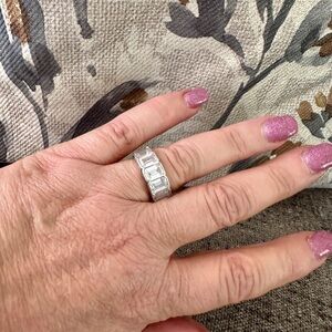 Diamonique 9ct tw five stone emerald cut ring sterling silver